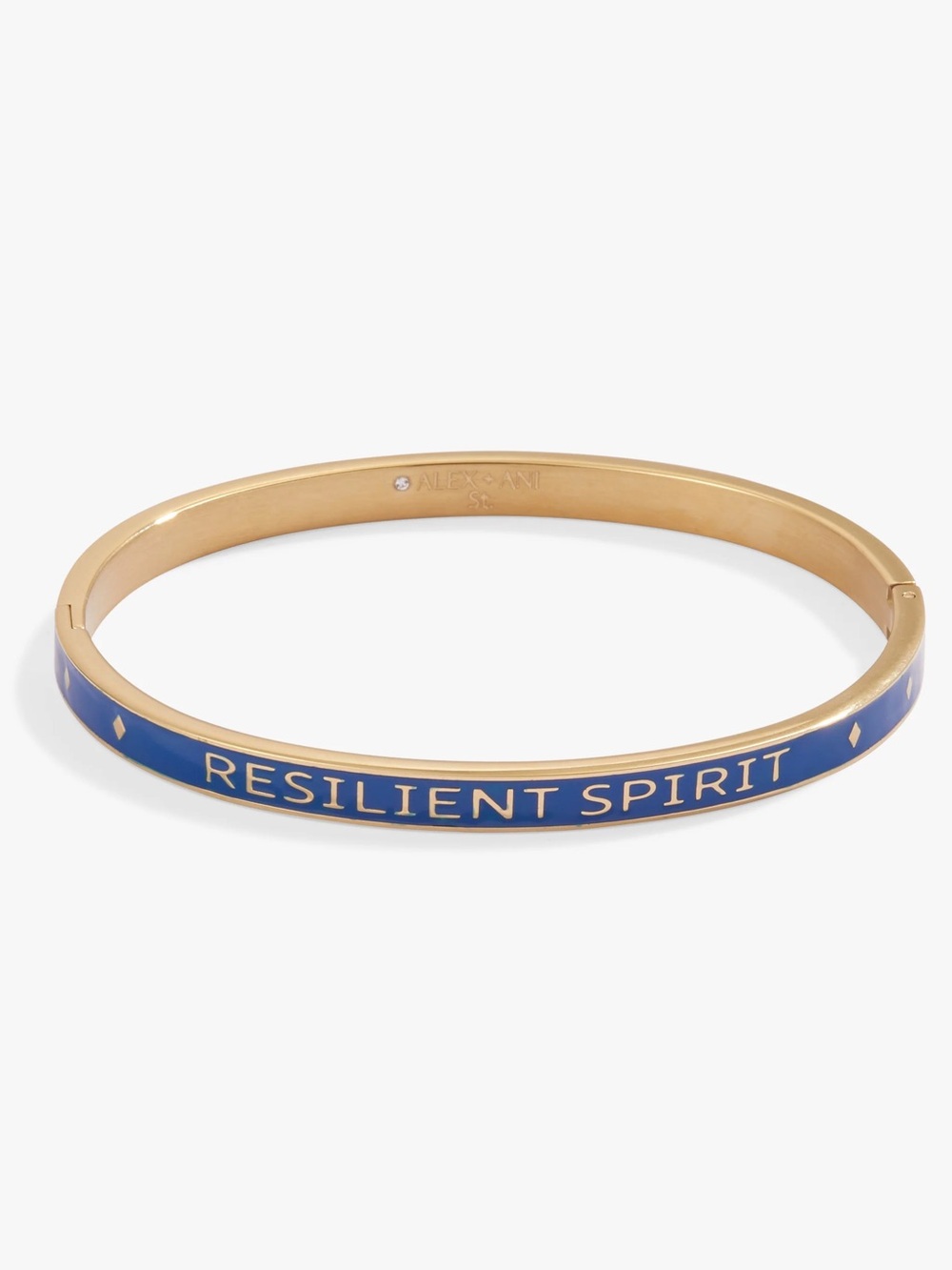 Alex and Ani Gold-Tone Bangle with Blue Enamel 'Resilient Spirit'
